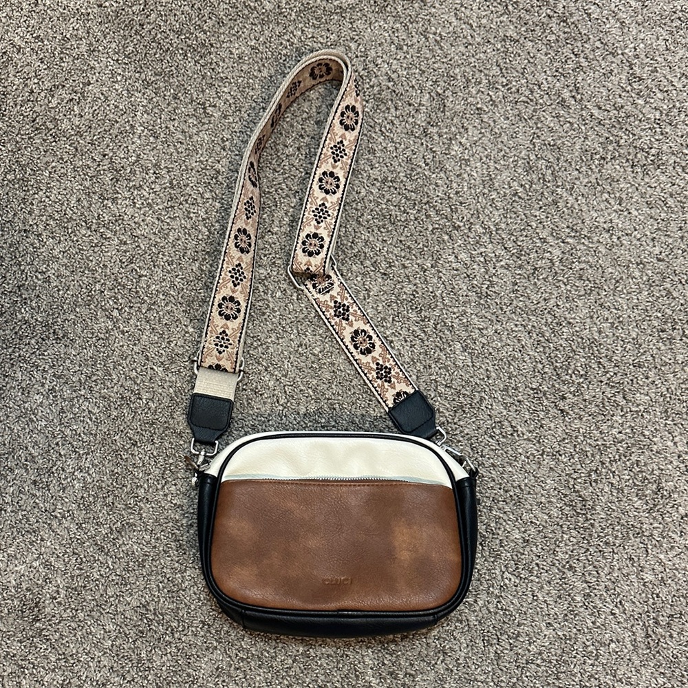 Brown and Cream Crossbody Bag